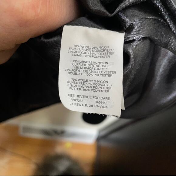 J. CREW Chateau Parka Italian Stadium Cloth Wool Black - Picture 6 of 7